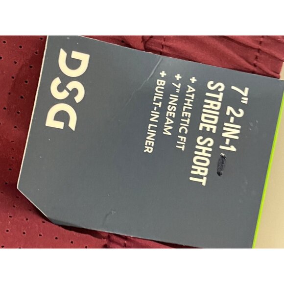 DSG Mens Burgundy Athletic Shorts With Drawstring Elastic Waistband & Side Pocke - Picture 8 of 12